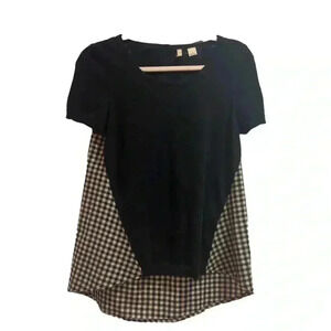 Moth Anthropologie Sweater With Black Gingham EUC Size XS